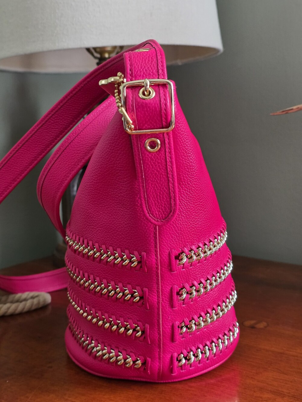 Coach 35373 Whiplash Mini Duffle Pink Ruby Leather Bucket Bag - Picture 2 of 16